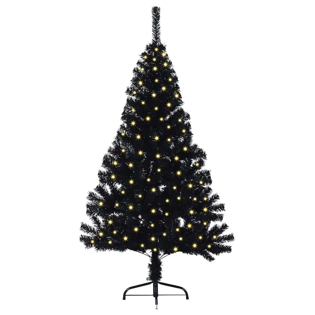 WEIHNACHTSBAUM Künstlicher Vorbeleuchteter Haltbar 68/68/120 cm Schwarz PVC - Schwarz, Kunststoff (120cm) - vidaXL