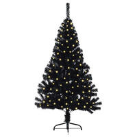 WEIHNACHTSBAUM Künstlicher Vorbeleuchteter Haltbar 68/68/120 cm Schwarz PVC - Schwarz, Kunststoff (120cm) - vidaXL
