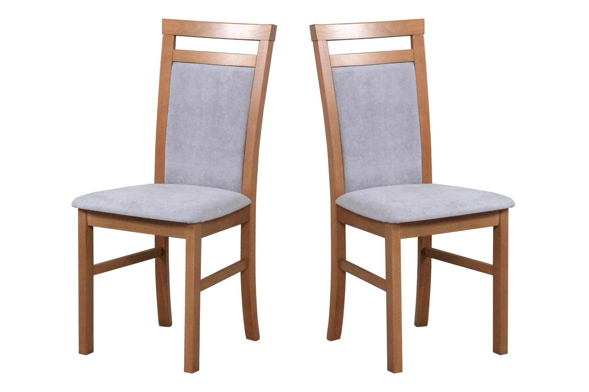 STUHL 2er Set MILANO 5 Hell nussbaum, soro 90 - Hellbraun/Grau, Holz (43/93/40cm) - Leaf Design