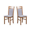 STUHL 2er Set MILANO 5 Hell nussbaum, soro 90 - Hellbraun/Grau, Holz (43/93/40cm) - Leaf Design