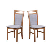 STUHL 2er Set MILANO 5 Hell nussbaum, soro 90 - Hellbraun/Grau, Holz (43/93/40cm) - Leaf Design