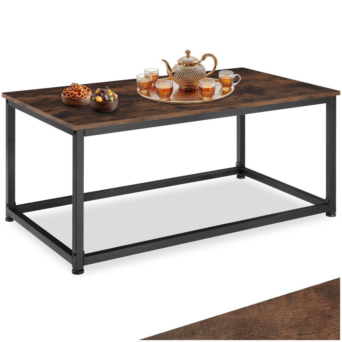 COUCHTISCH Lynch,100 x 55 x 45,5 cm,Industrial Holz dunkel, rustikal - Rostfarben, Holzwerkstoff (100/55/45.5cm) - tectake