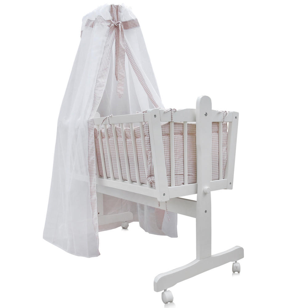BABYBETT Beige 100 x 77 cm mit Rollen - Beige, Holz (77/100cm) - VitaliSpa