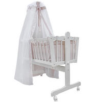 BABYBETT Beige 100 x 77 cm mit Rollen - Beige, Holz (77/100cm) - VitaliSpa