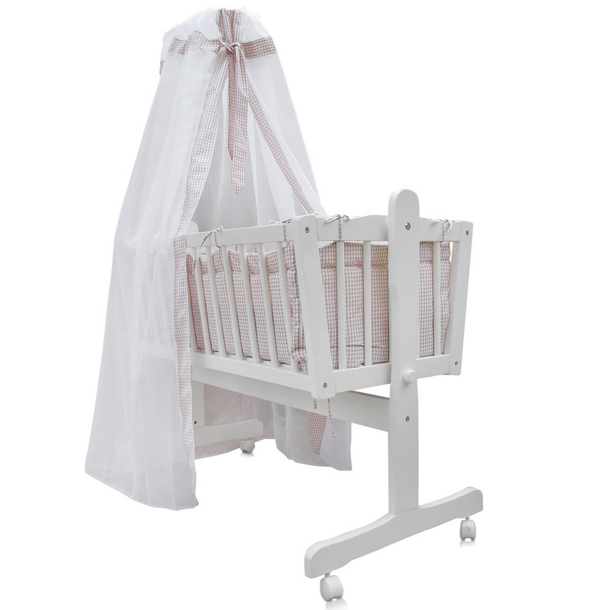 BABYBETT Beige 100 x 77 cm mit Rollen - Beige, Holz (77/100cm) - VitaliSpa