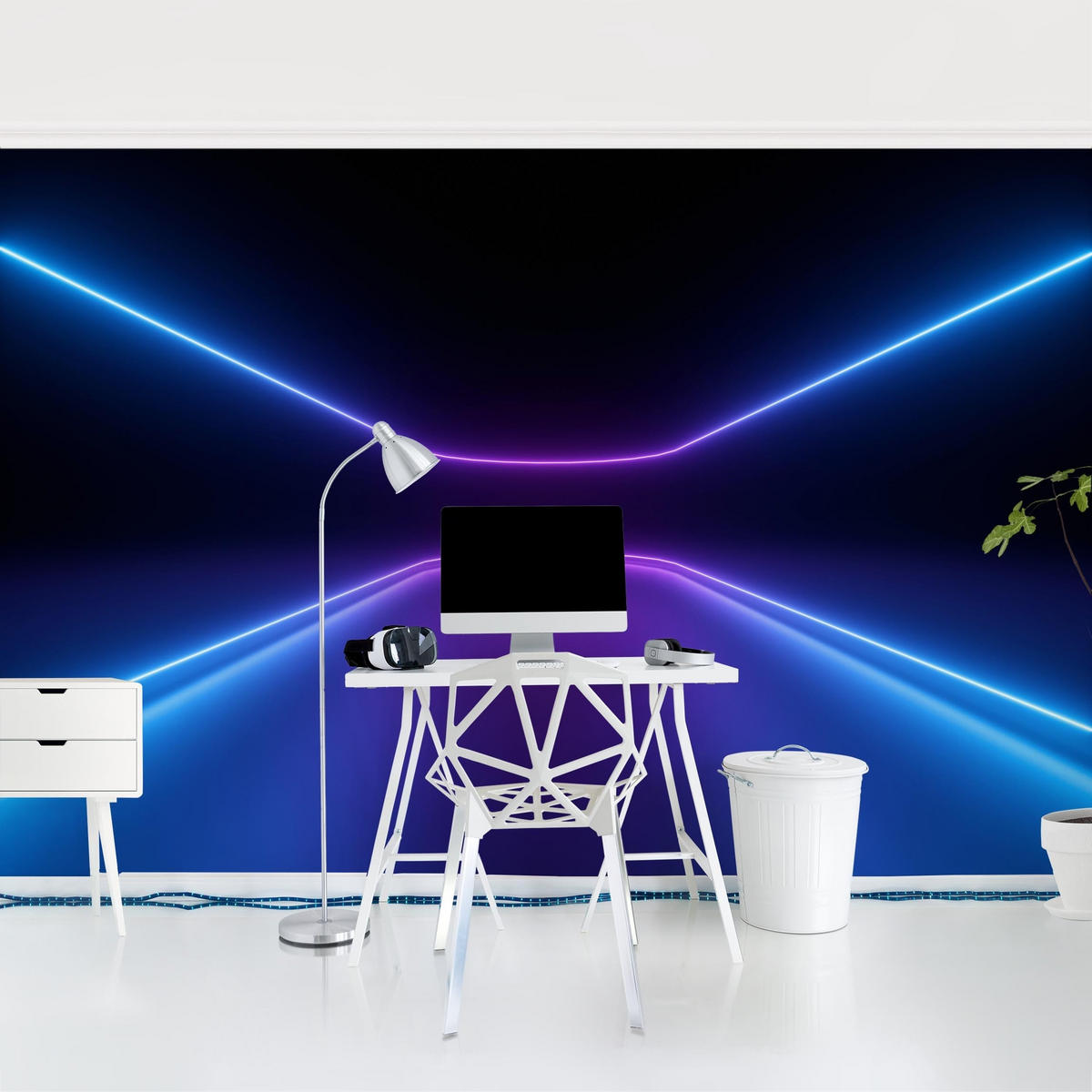 FOTOTAPETE Neonlichter 336/225 cm - Violett, Papier (336/225cm) - Bilderwelten