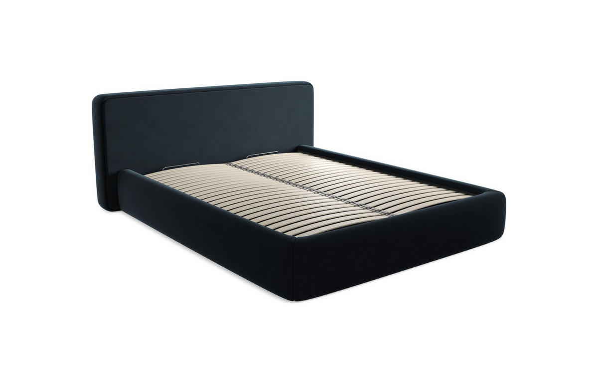 POLSTERBETT mit Lattenrost 220x260 Grün - Schwarz/Olivgrün, Kunststoff/Textil (160/200cm) - Makamii