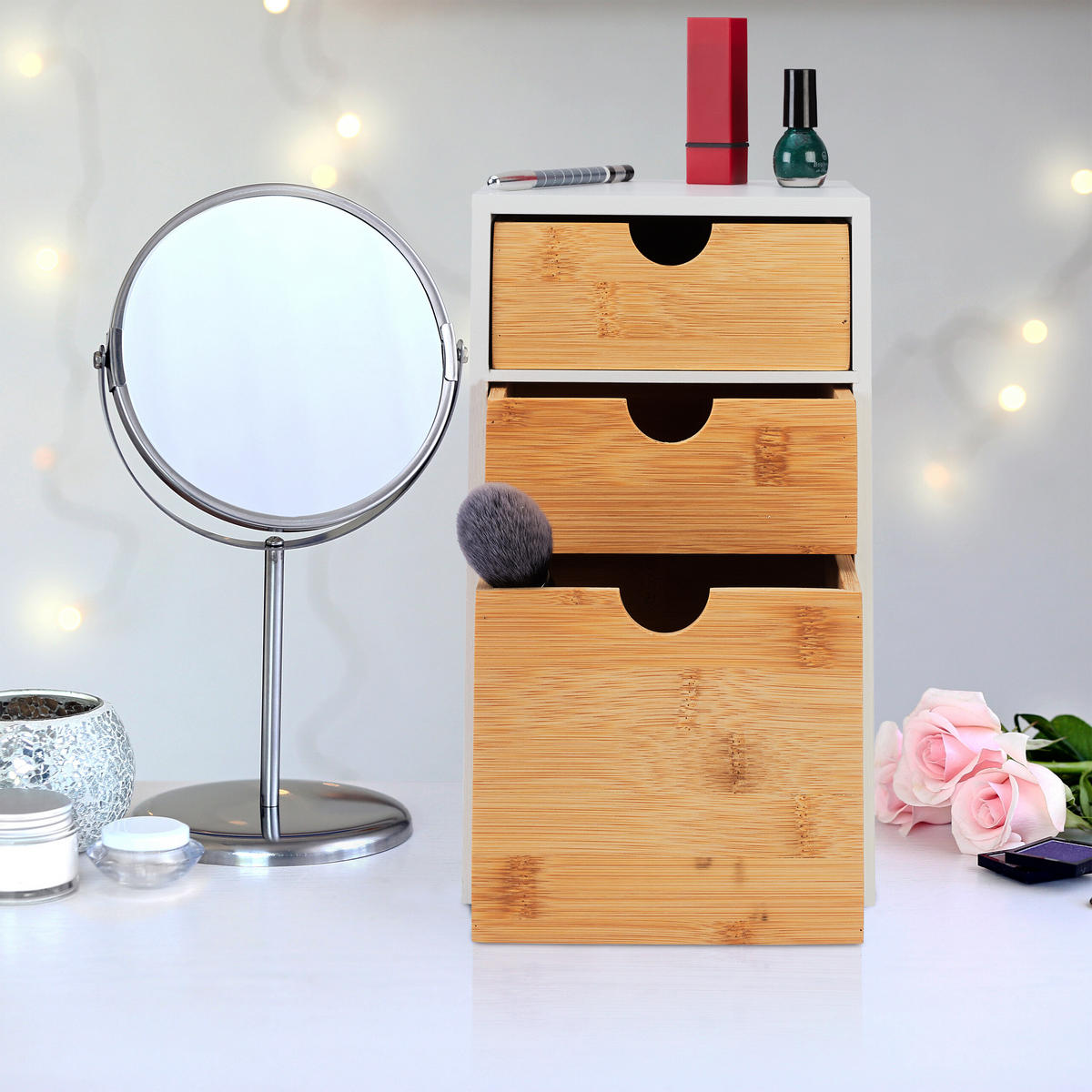 SCHUBLADENBOX - Weiß, Holz/Holzwerkstoff (21.5/17/28cm) - Relaxdays