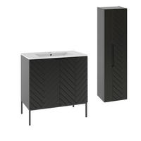 BADMÖBEL Daria 2er-Set Schwarz - Schwarz, Holzwerkstoff (80/82/45.8cm) - Petits-meubles