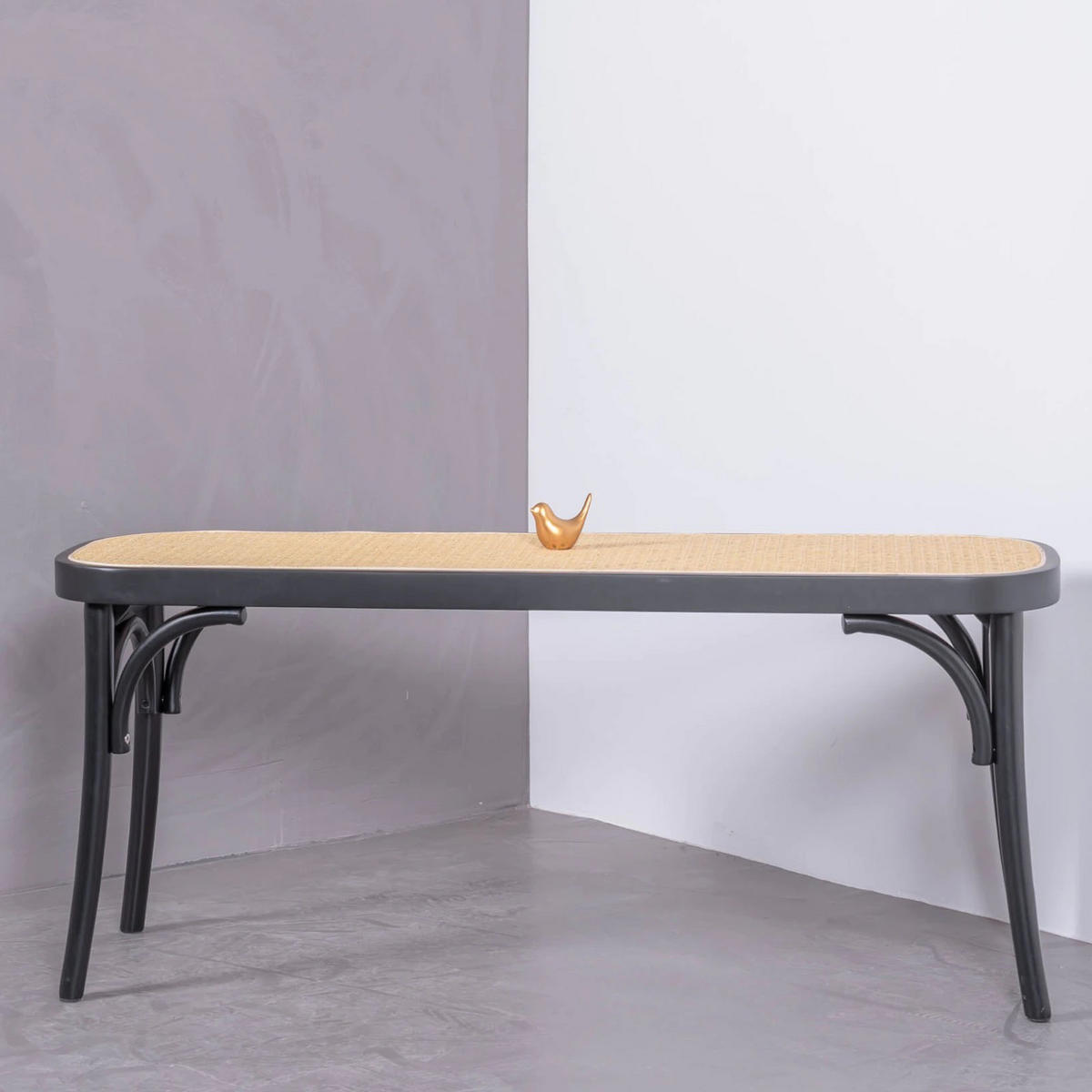 BANK Rechteckig Schwarz 37/110/47 cm - Schwarz, Naturmaterialien (110/47/37cm) - Nest Dream