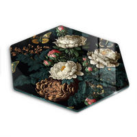 GLASPLATTE 40 cm Vintage Pfingstrosen Blumen - Multicolor, Glas (40/40cm) - Wallfluent