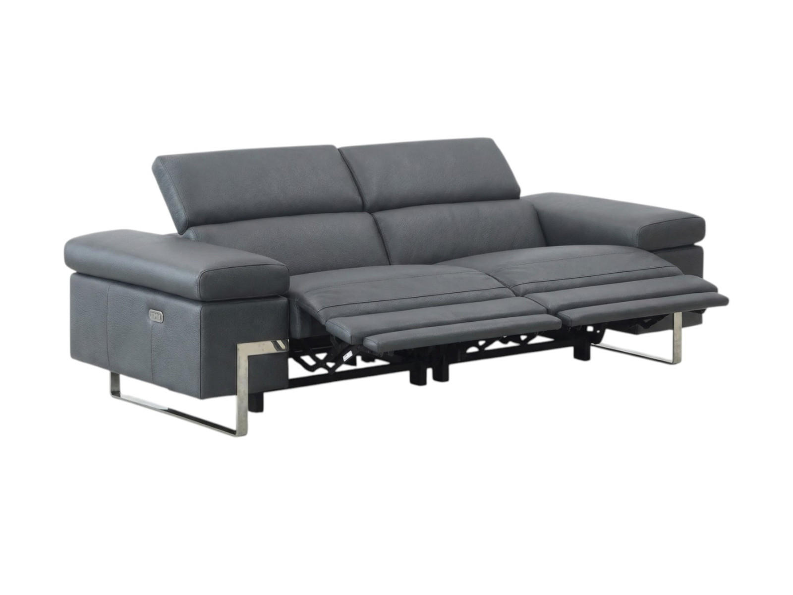 2-SITZER Sofa Opera Echtleder mit 2 x Relaxfunktion Anthrazit - Anthrazit, Leder/Metall (195/75/109cm)