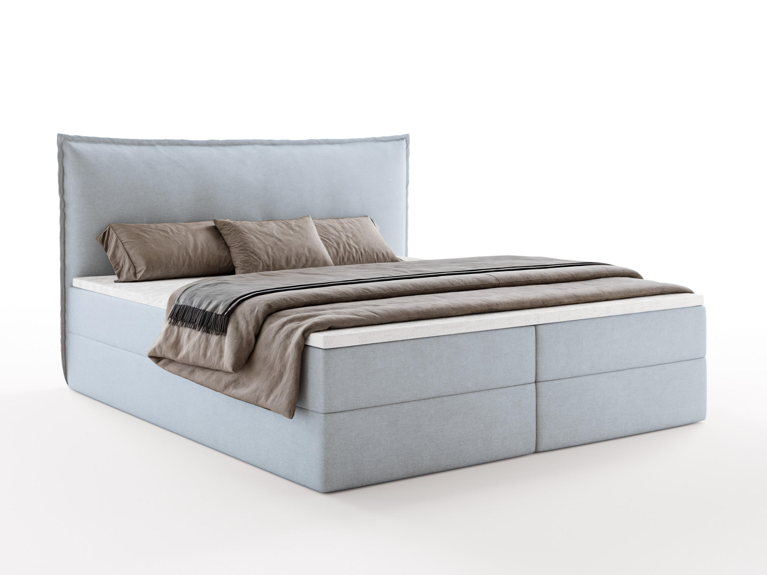 BOXBETT ARENO 180x200 cm Komplett-Set mit Bettkasten, Bonell-Matratze H3 und Topper - Hellblau - Hellblau, Textil (180/200cm) - Luxkor24