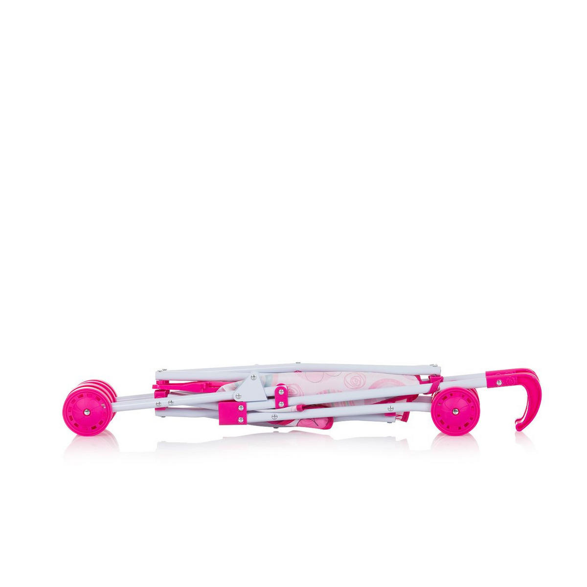 PUPPENBUGGY Lily rosa pink Doppelräder, Schiebehöhe 57 cm, klappbar, 100% Polyester, ab 3 Jahren - Rosa, Metall (27/57/40cm) - Chipolino