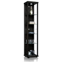 GLASVITRINE 33/37/176 cm mit LED & 4 höhenverstellbaren Glasböden - Transparent/Silberfarben, Glas/Holzwerkstoff (37/176/33cm) - K-Möbel
