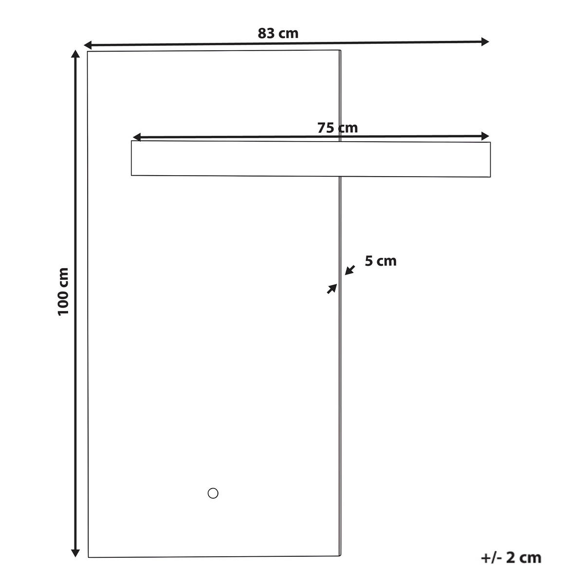 OGLINDĂ DE BAIE CU LED 83/100 cm argintie Maux - argintiu, sticlă (83/100/5cm) - Beliani