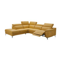 ECKSOFA Jardin Echtleder mit 1 x Relaxfunktion Senfgelb - Gelb, Leder/Metall (230/266cm)