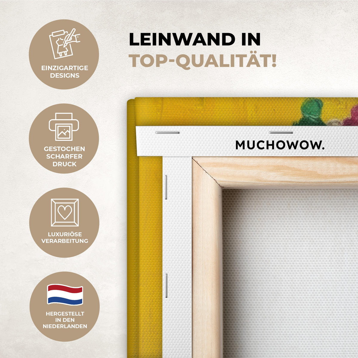 LEINWANDBILD Frida Kahlo - Frau - Gelb - Blau - Blumen 40x30 cm - Gelb, Textil (40/30cm) - MuchoWow