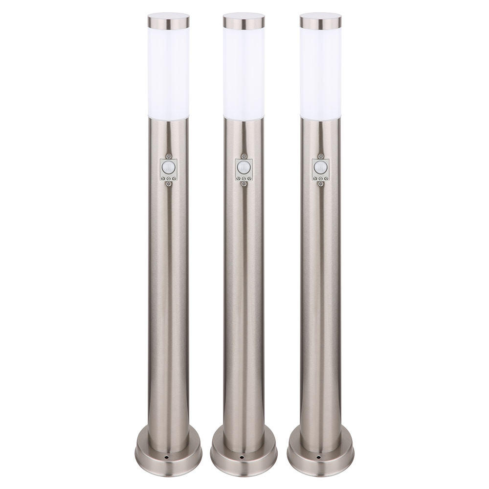 LED STEHLEUCHTE Silber mit Bewegungsmelder - Silberfarben, Metall (7.6/11/80cm) - Globo Lighting