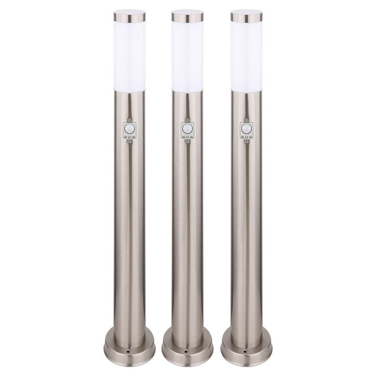 LED STEHLEUCHTE Silber mit Bewegungsmelder - Silberfarben, Metall (7.6/11/80cm) - Globo Lighting