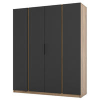 KLEIDERSCHRANK Kaja Schwarz/Eiche Evoke 200 cm - Schwarz, Holzwerkstoff/Metall (200/239/61.9cm) - Selsey