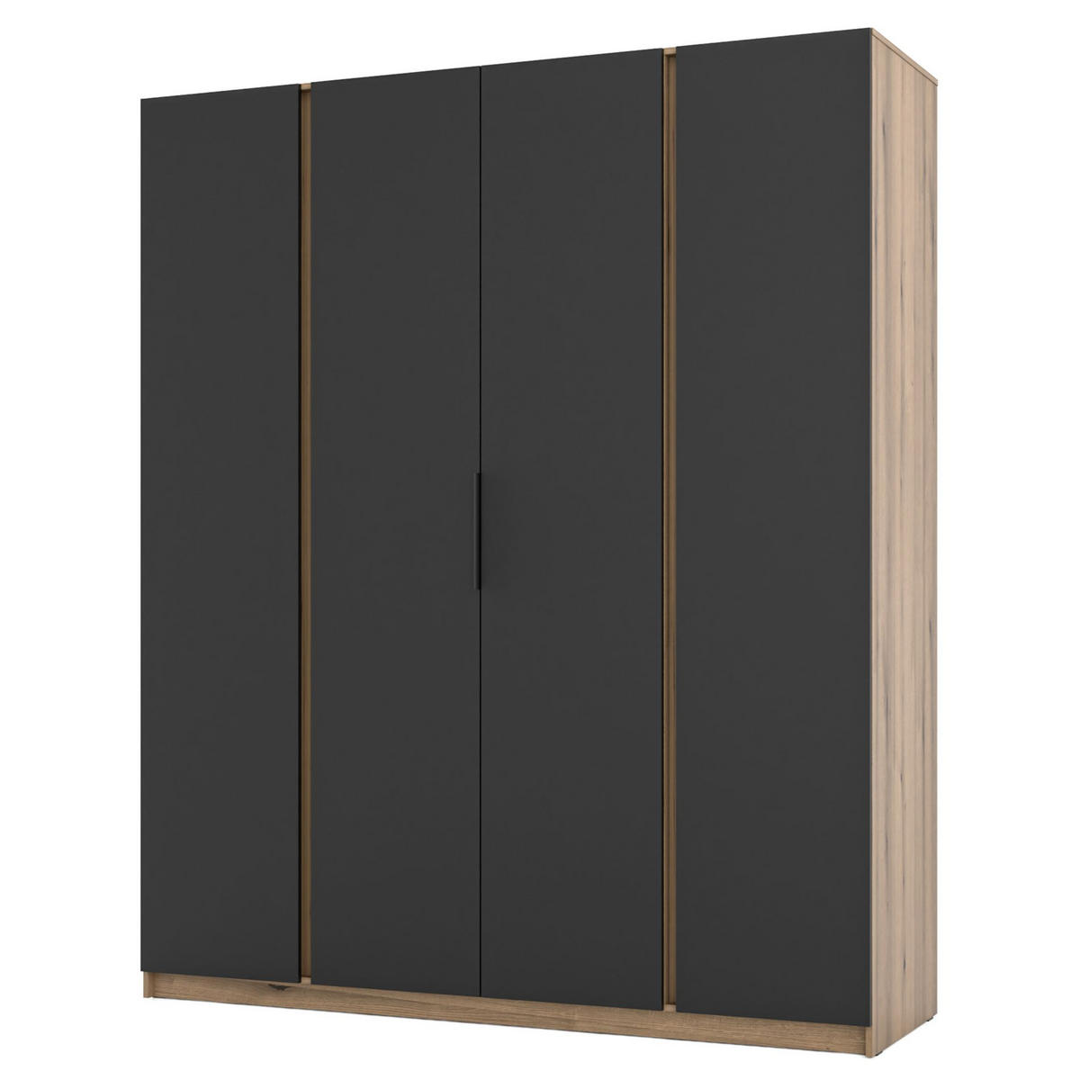 KLEIDERSCHRANK Kaja Schwarz/Eiche Evoke 200 cm - Schwarz, Holzwerkstoff/Metall (200/239/61.9cm) - Selsey