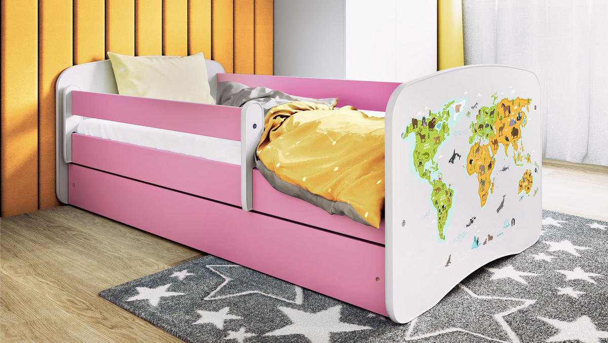 KINDERBETT Karte mit Schublade und Matratze 140/70 - Rosa, Holzwerkstoff (70/140cm) - RAUMHIRSCH FURNITURE