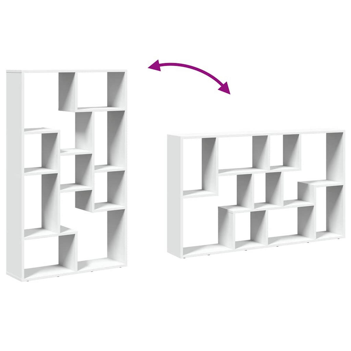 BÜCHERREGAL im Geometrischen Stil 72/20/120.5 cm aus Holzwerkstoff Weiß - Weiß, Holz (72/120/20cm) - vidaXL