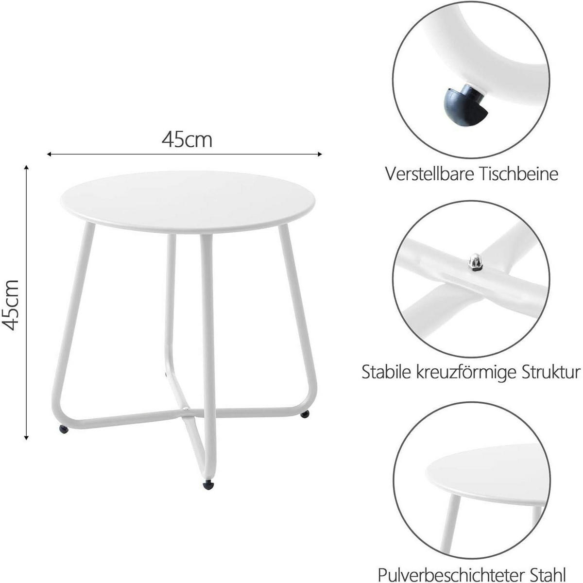 BEISTELLTISCH Metall Weiß 45 cm - Weiß, Metall (45/45/45cm)
