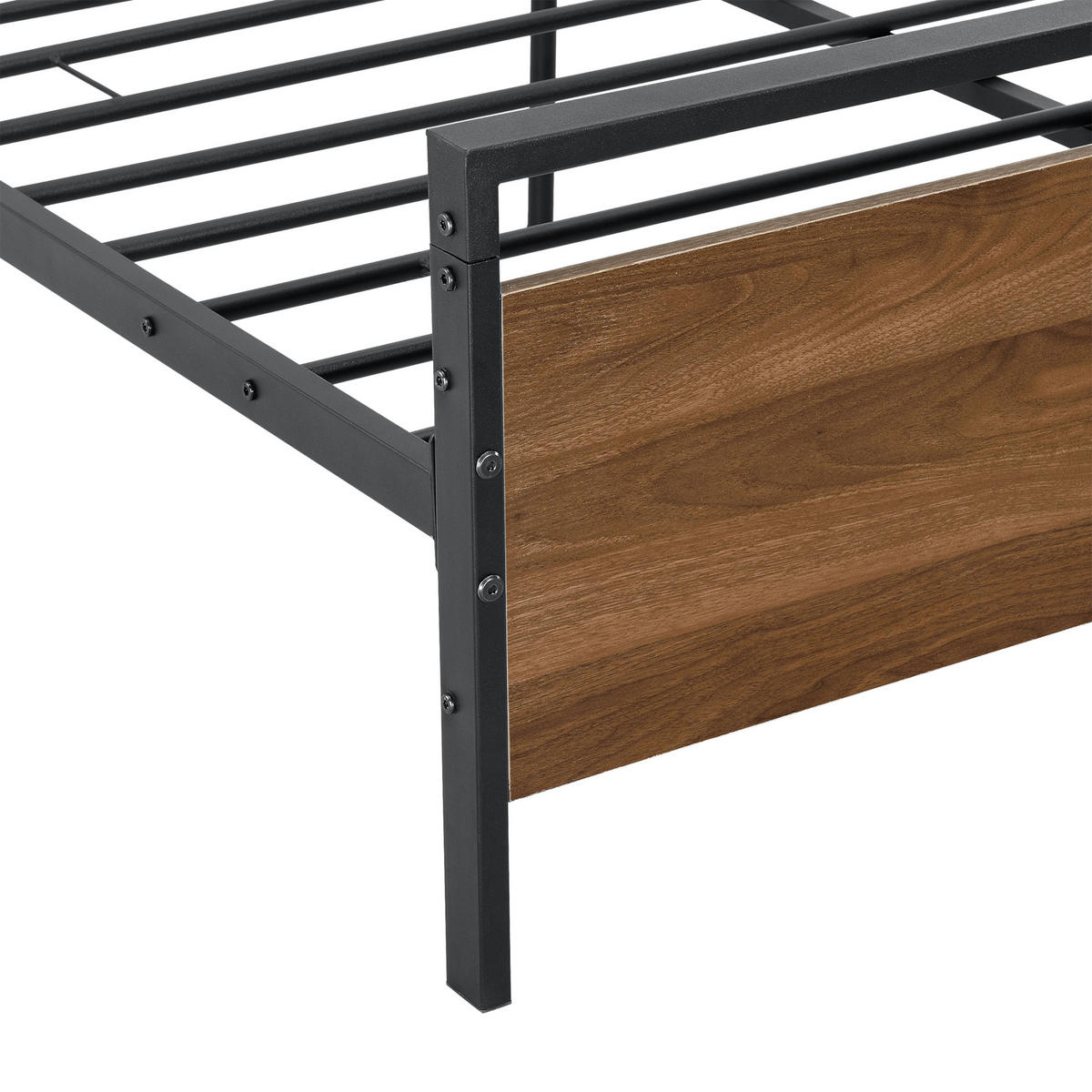 METALLBETT Finse - Walnussfarben/Schwarz, Metall (140/200cm) - [en.casa]