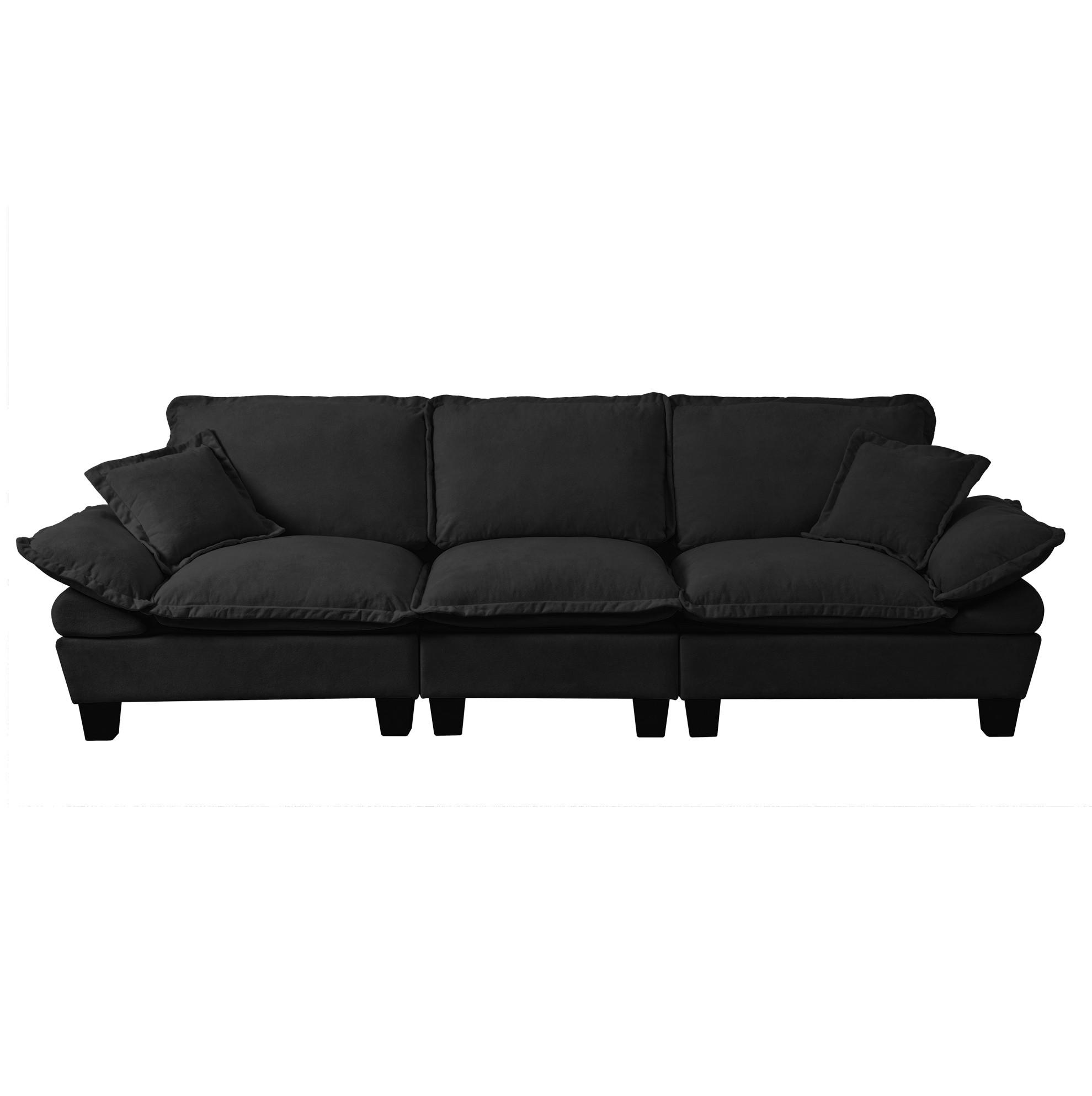 3-SITZER Sofa aus Chenille Schwarz 264x85x90 cm, 3-Sitzer mit abnehmbaren Armlehnen - Schwarz, Textil (264/90/85cm) - IVMEU