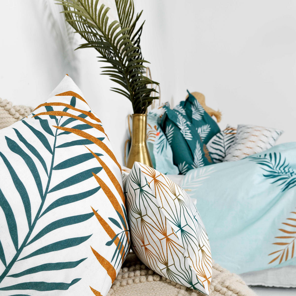 BETTBEZUG foliage mint 200x200 cm (komfortgrösse) mehrfarbig - Multicolor, Textil (200/200cm) - Happy Friday