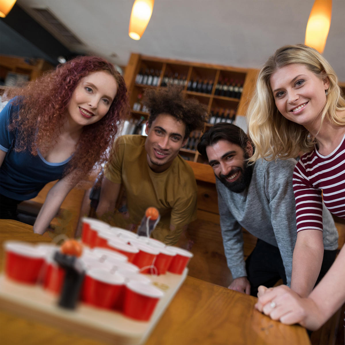 MINI Beer Pong - Multicolor, Holzwerkstoff/Kunststoff (58/20cm) - Relaxdays