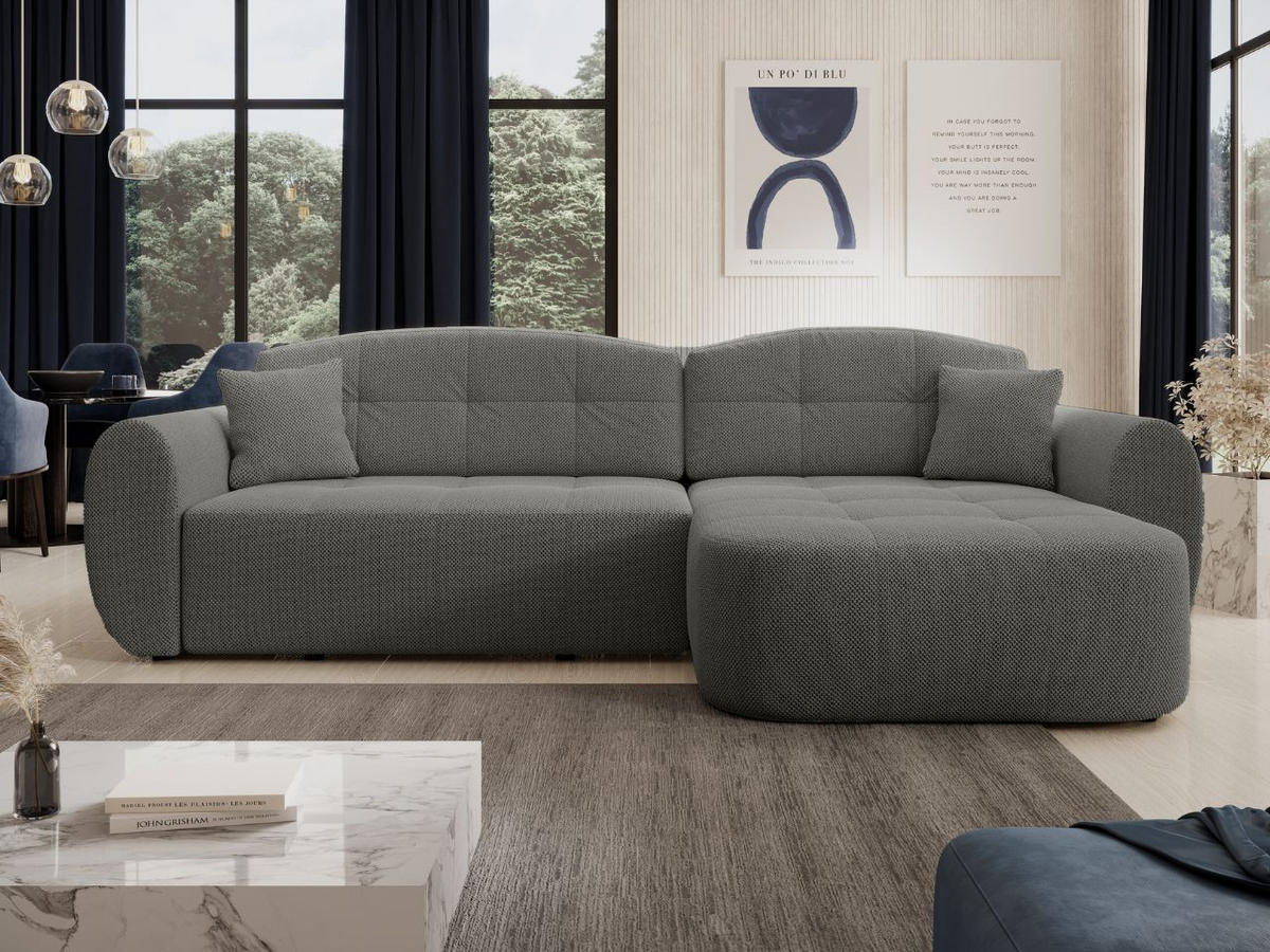 ECKSOFA Avessio Grau - Schwarz/Grau, Holz/Kunststoff (282/170cm) - Graingold