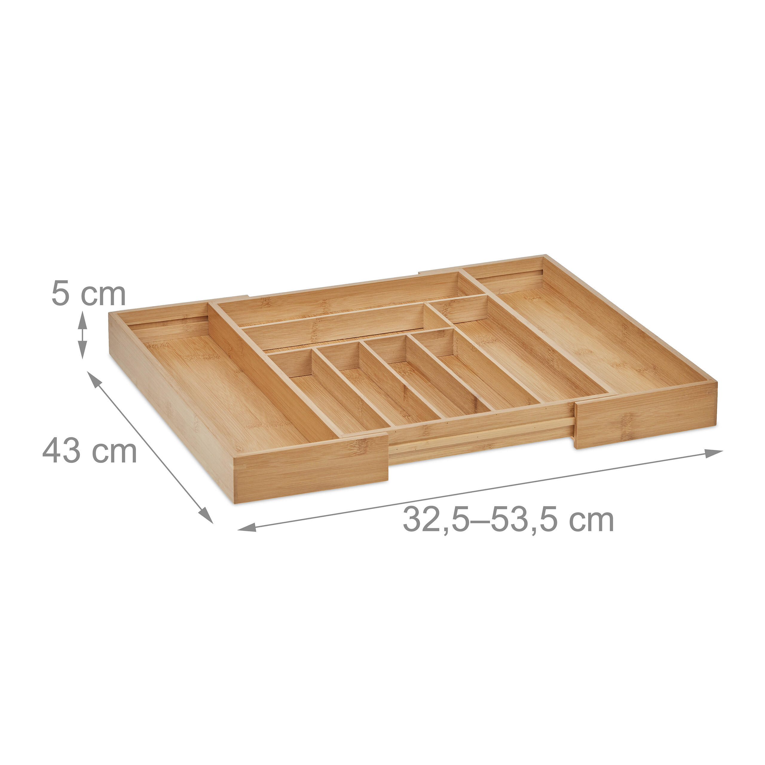 BESTECKKASTEN - Hellbraun, Holz/Kunststoff (53.5/5/43cm) - Relaxdays
