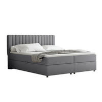 BOXBETT Everest grau 180 x 200 cm Doppelbett mit hochwertiger Bonell-Matratze und Topper - Grau, Holz (180/200cm) - Panda Möbel