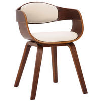 ARMLEHNENSTUHL Lederlook Walnuss/Creme - Walnussfarben/Creme, Holz/Textil (49/73/46cm) - CLP