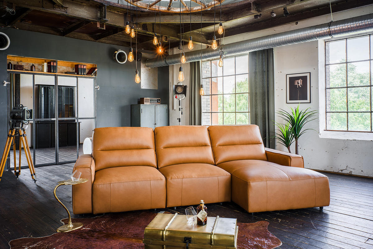 BIGSOFA DORI Braun Leder - Dunkelbraun/Schwarz, Leder/Kunststoff (288/92/164cm) - KAWOLA