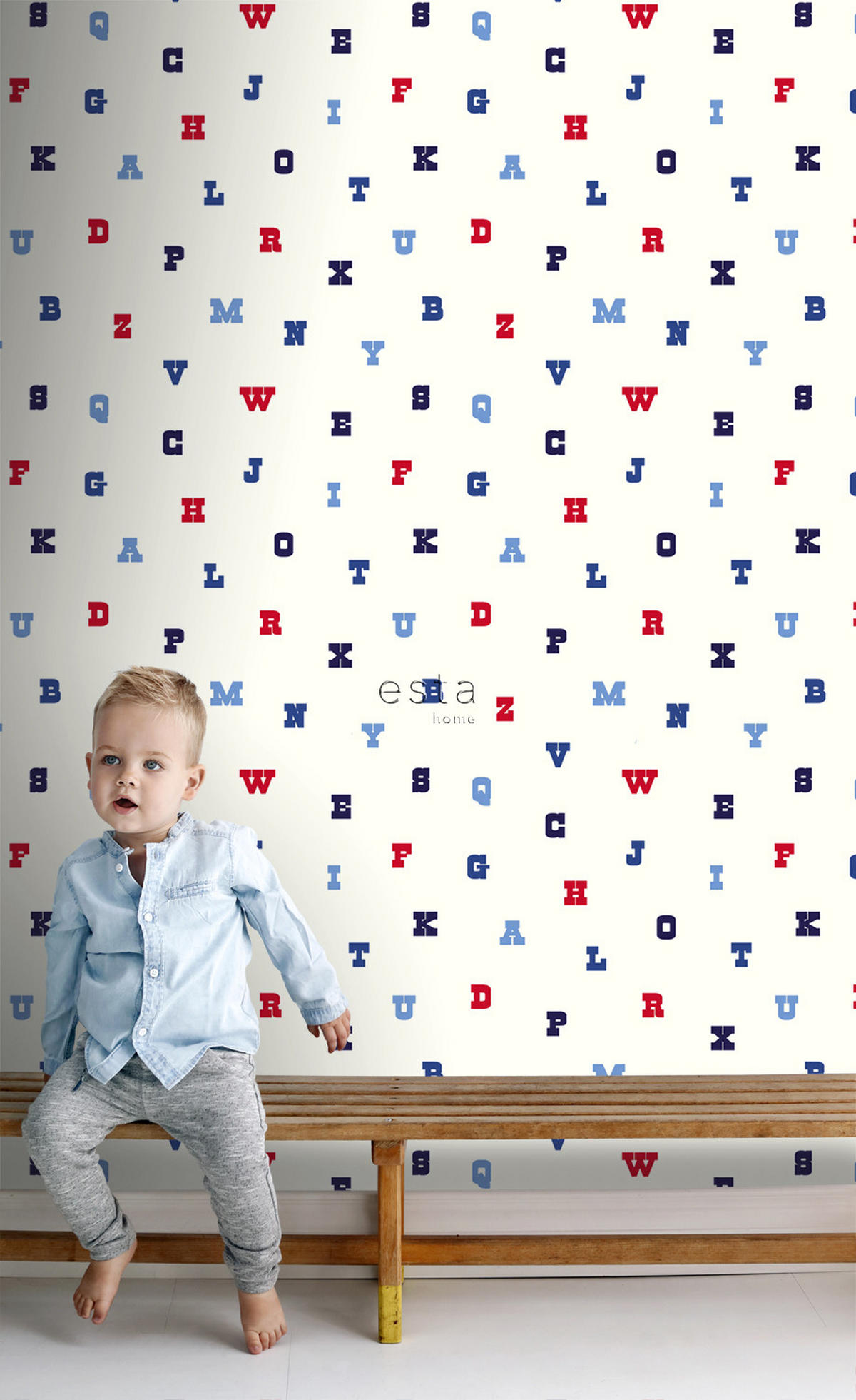 TAPETE Alphabet 53 cm x 10.05 m - Blau, Papier (53/0.1cm) - ESTAhome