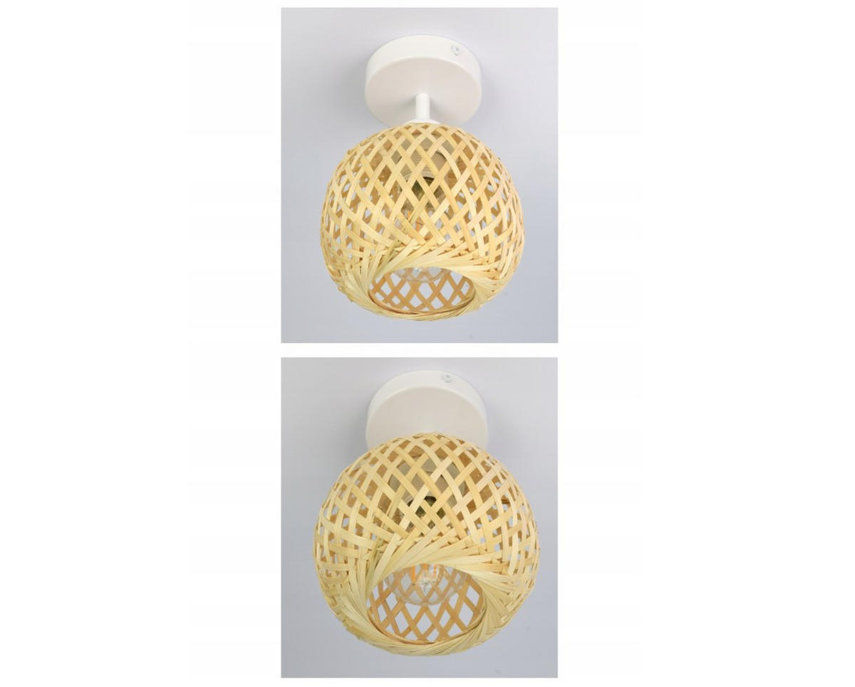 DECKENLEUCHTE BOHO - Beige/Weiß, Holz/Metall (15/15/21cm) - kiki design