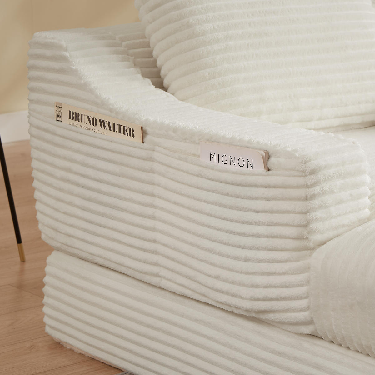 SOFAELEMENT 160/100/85 cm Weiß Cord mit Aufbewahrungstasche - Weiß, Textil (162/68/100cm) - Oxeza
