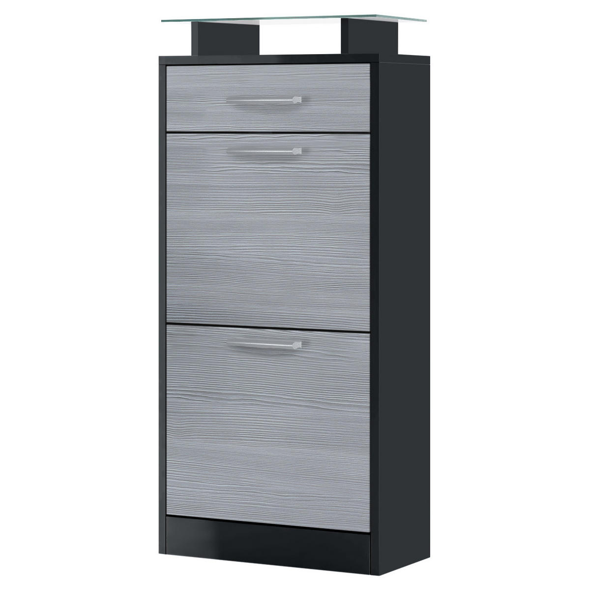 SCHUHSCHRANK Loret Front in Avola-Anthrazit - Anthrazit, Holzwerkstoff (46/104/23cm) - Vladon