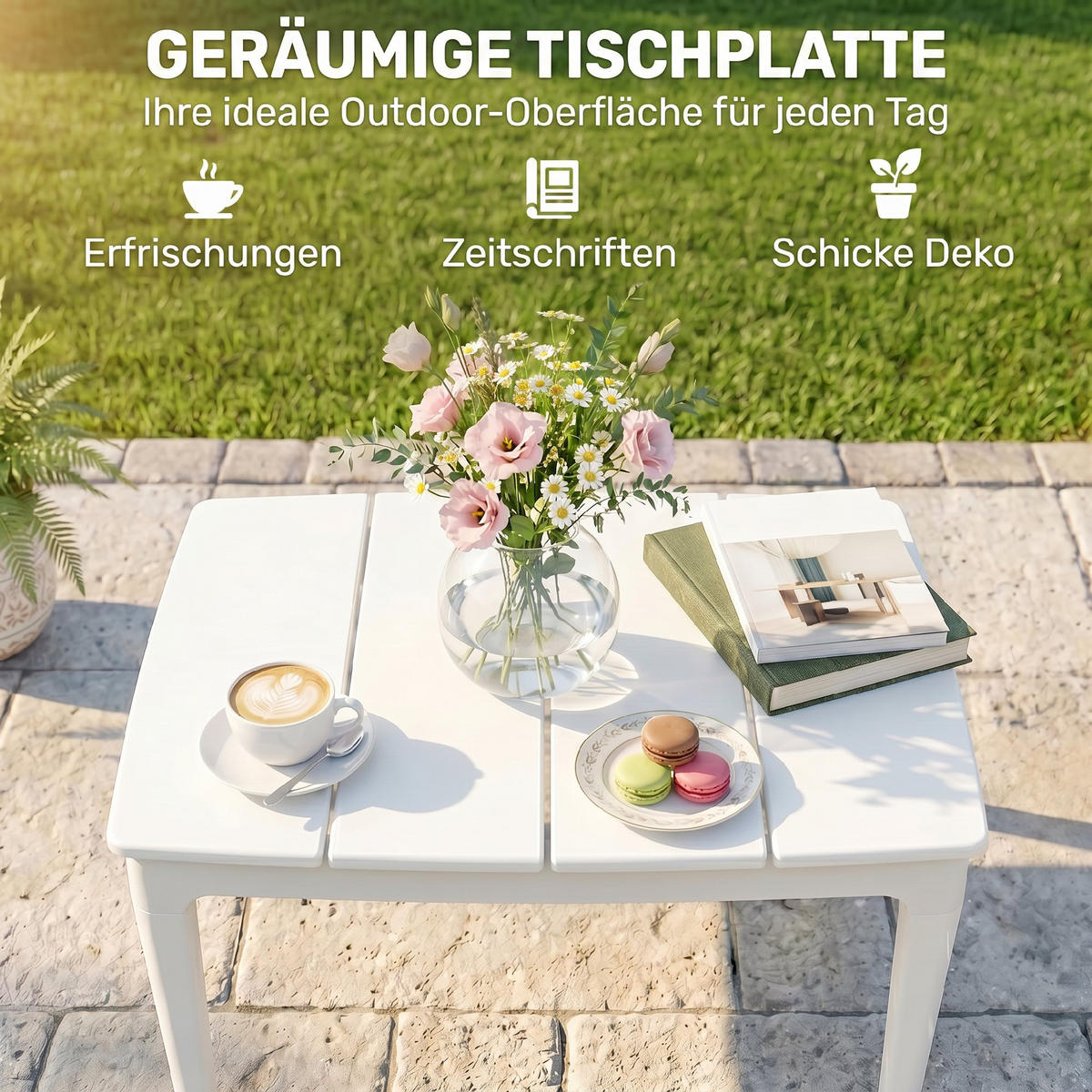 GARTENTISCH,CREMEWEISS,1 Stück - Weiß, Kunststoff (70/53/39cm) - GiPP