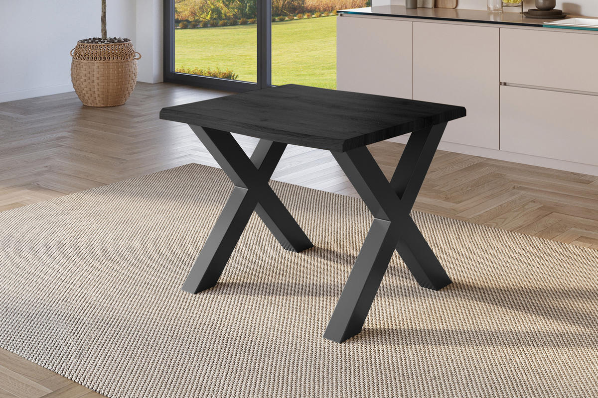 ESSTISCH JULIUS X - Dunkelgrau/Schwarz, Holz (80/80/77cm) - SAM