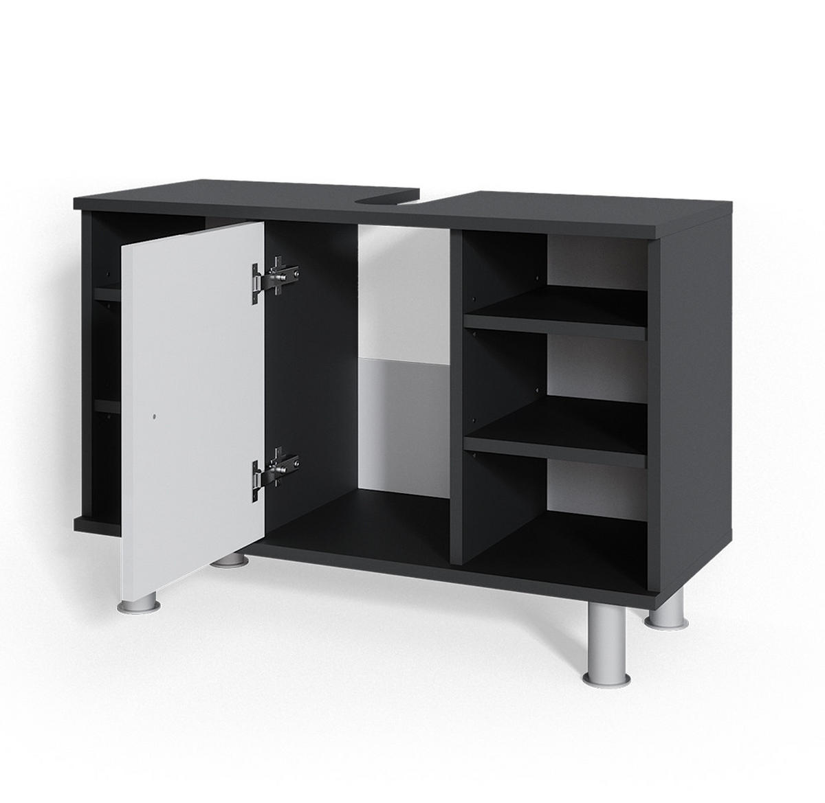 WASCHBECKENUNTERSCHRANK Fynn Anthrazit/Weiß Hochglanz 80 x 54 cm mit 6 Ablage - Weiß Hochglanz/Anthrazit, Holzwerkstoff (80/54/32cm) - Vicco