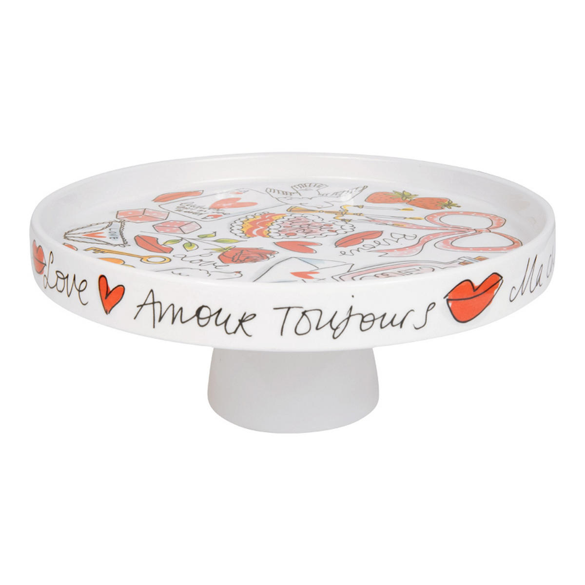 TORTENPLATTE Valentinstag L'amour in Bunt - 24cm - Multicolor, Keramik (24/10/24cm) - Blond Amsterdam