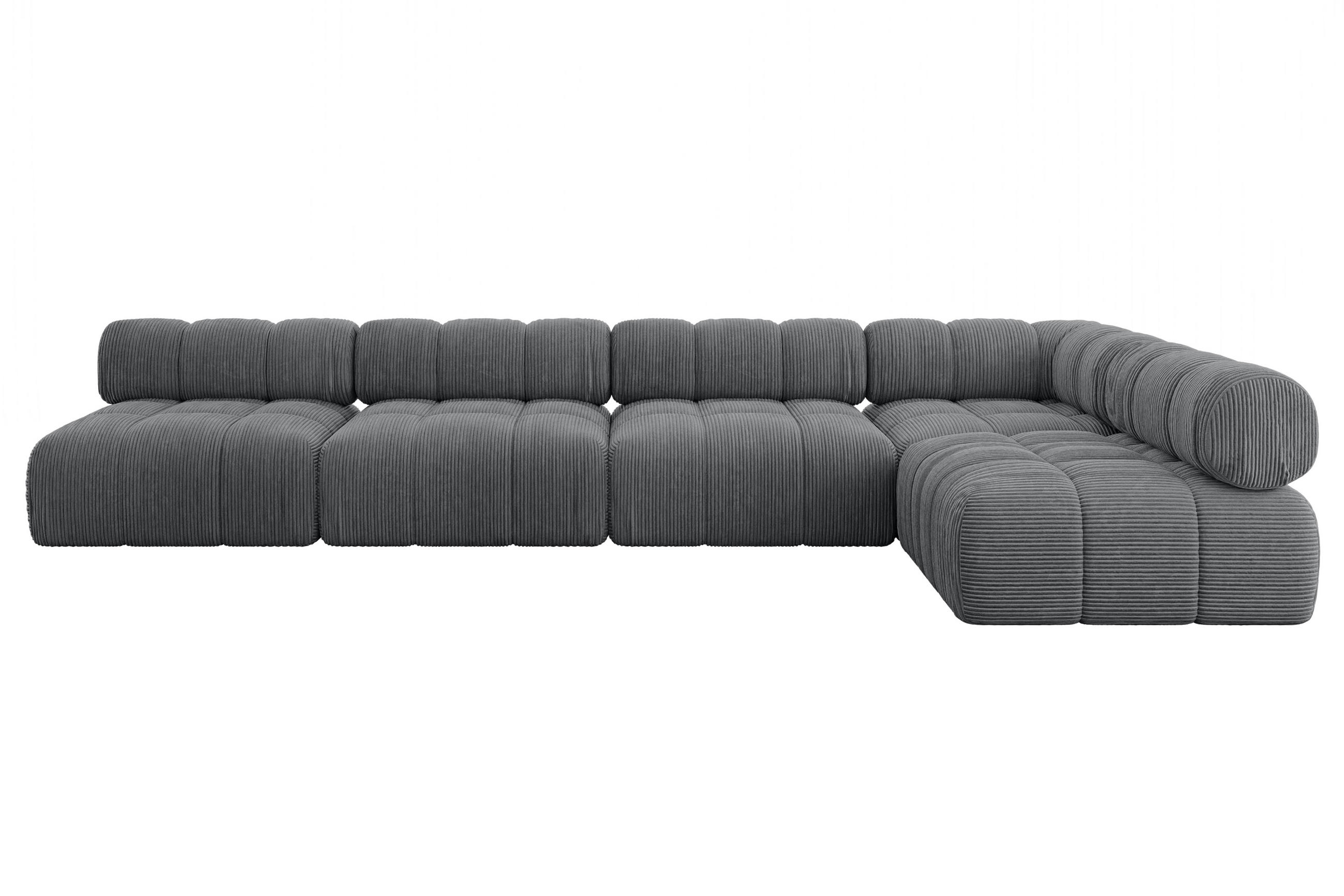 ECKSOFA modulares Sofa Samaro-L3 - 380x190x70 cm Dunkelgrau Cord - Dunkelgrau, Holzwerkstoff/Textil (380/190cm) - ALTDECOR