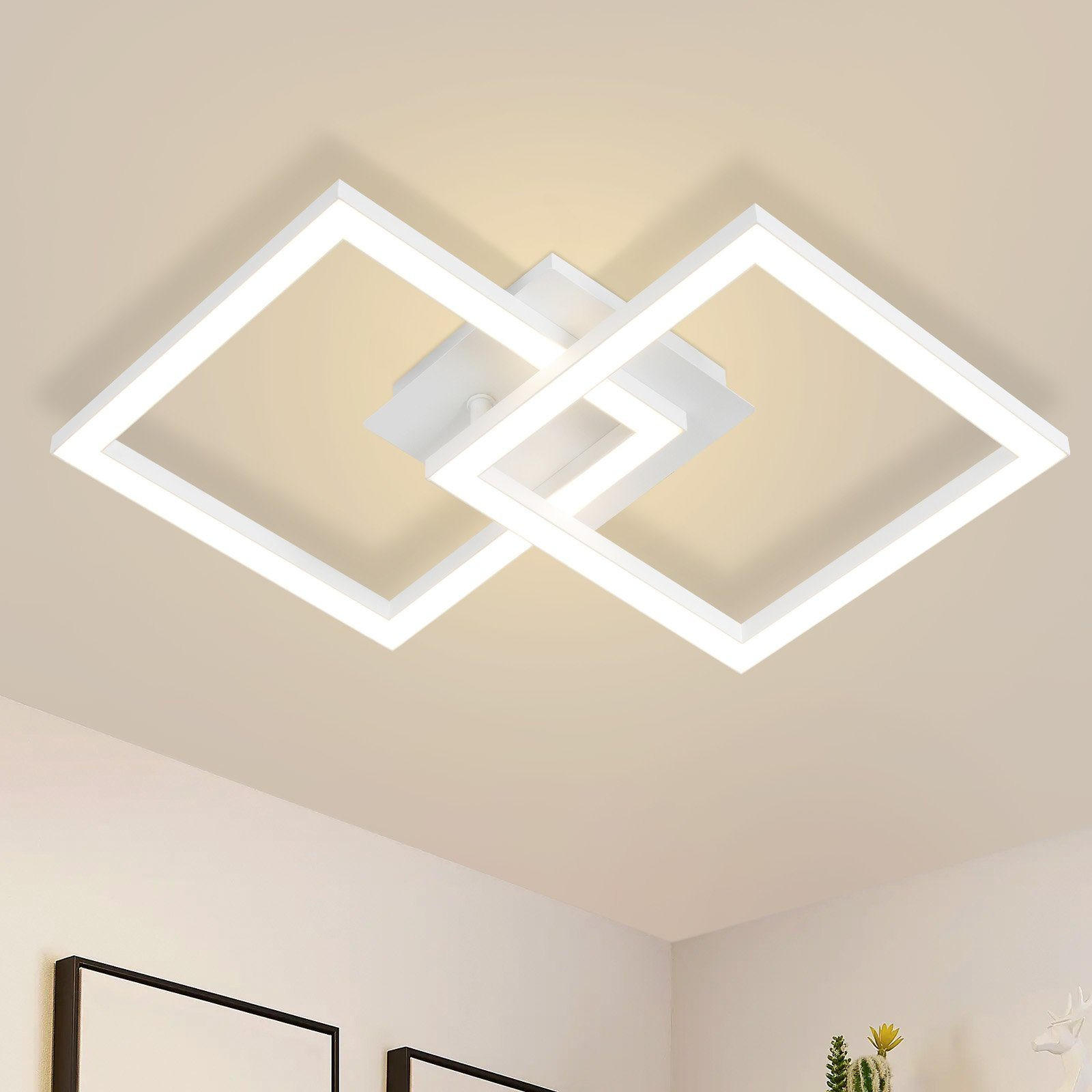 LED-DECKENLEUCHTE Theseus 47/29.5/6cm - Weiß, Metall (47/29.5/6cm) - ZMH
