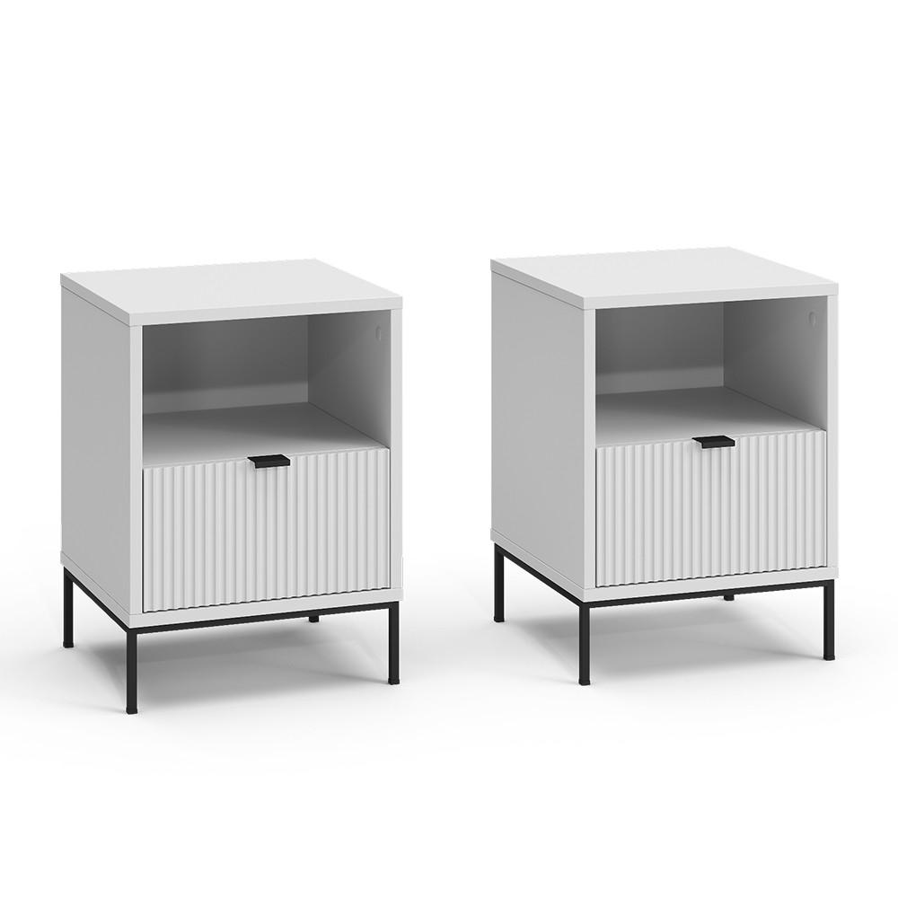 NACHTTISCH Eliza Weiß 2er Set - Weiß, Holzwerkstoff (40/55/38.1cm) - Vicco