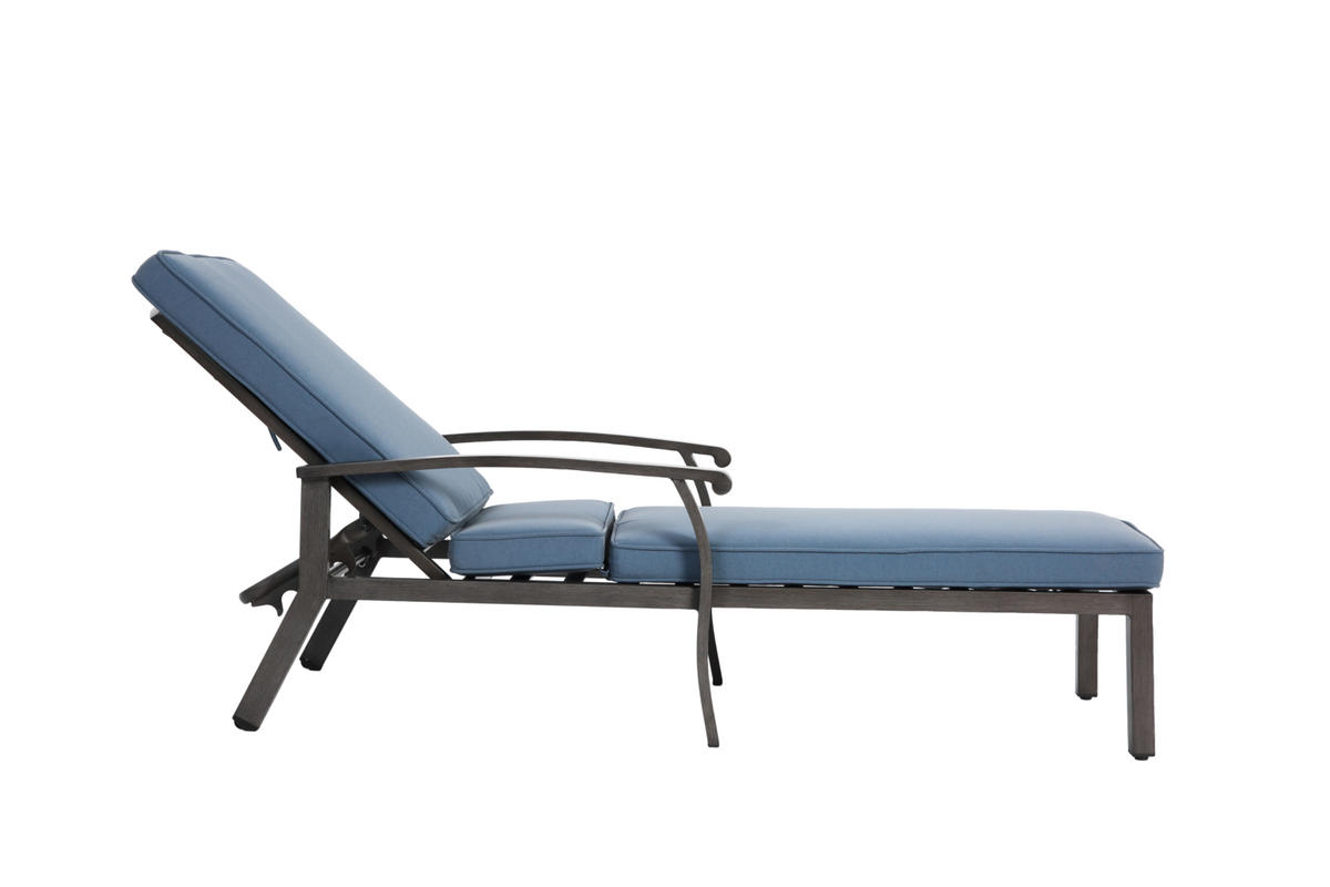 GARTENLIEGE Aluminium mit 5-fach verstellbarer Rückenlehne, Kissen 204/58/100 cm Blau - Blau, Metall (68/100/204cm) - Redom